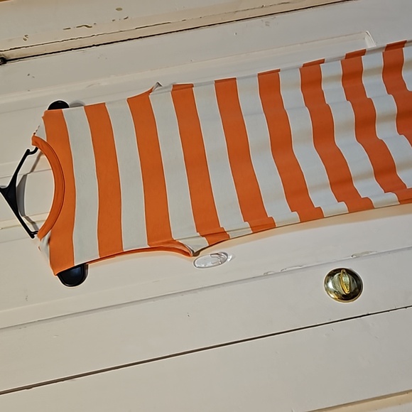 St. John's Bay size L maxi dress horizontal stripes in white and orange with a v - Picture 6 of 6